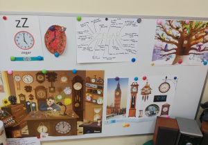 Plansze tematyczne dotyczące projektu badawczego Zegary