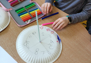Dziewczynka wykonuje pracę techniczną - zegar słoneczny